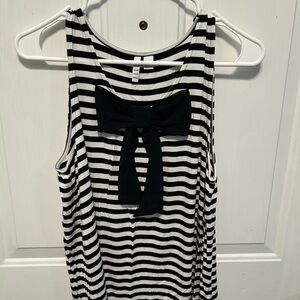 Elle Black and White Striped Tank Top with Bow